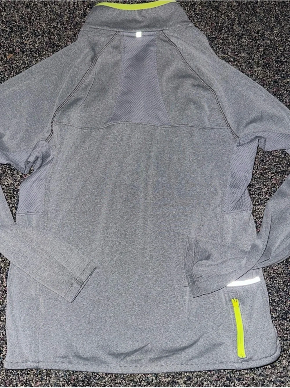 Abercrombie & Fitch Gray Half-Zip Swim Rash Guard with Neon Yellow Trim